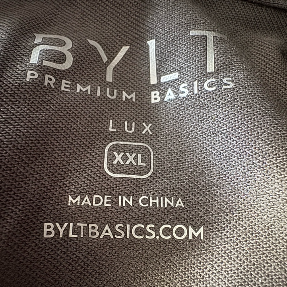BYLT Drop Cut Long Sleeve LUX Polo Charcoal XXL NWOT - Picture 5 of 6